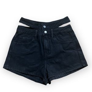 Le Lis Collection Boutique Cut-Out Black Denim Shorts NWT